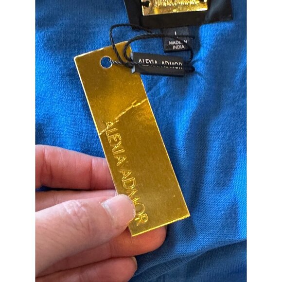 Alexia Admor Shirt Women Large Blue Floral Embroidered Long Sleeve Top NWT Boho - Picture 9 of 11